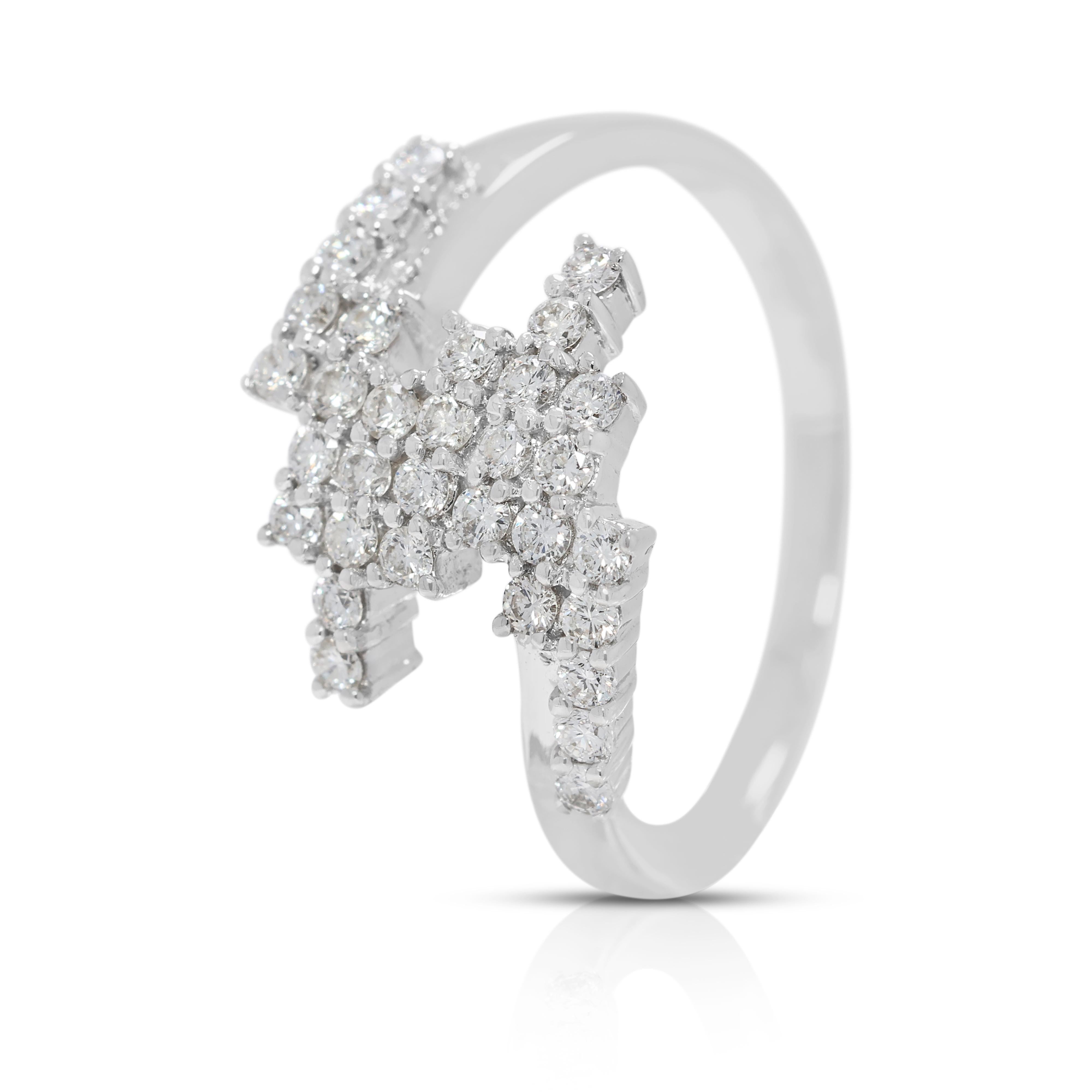 Anello geometrico in oro bianco 18 carati con diamanti naturali da 0,64 carati in vendita 1