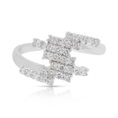 Anello geometrico in oro bianco 18 carati con diamanti naturali da 0,64 carati