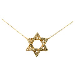 Dazzling 0.70CT Diamond Star of David Necklace in 14K Yellow Gold
