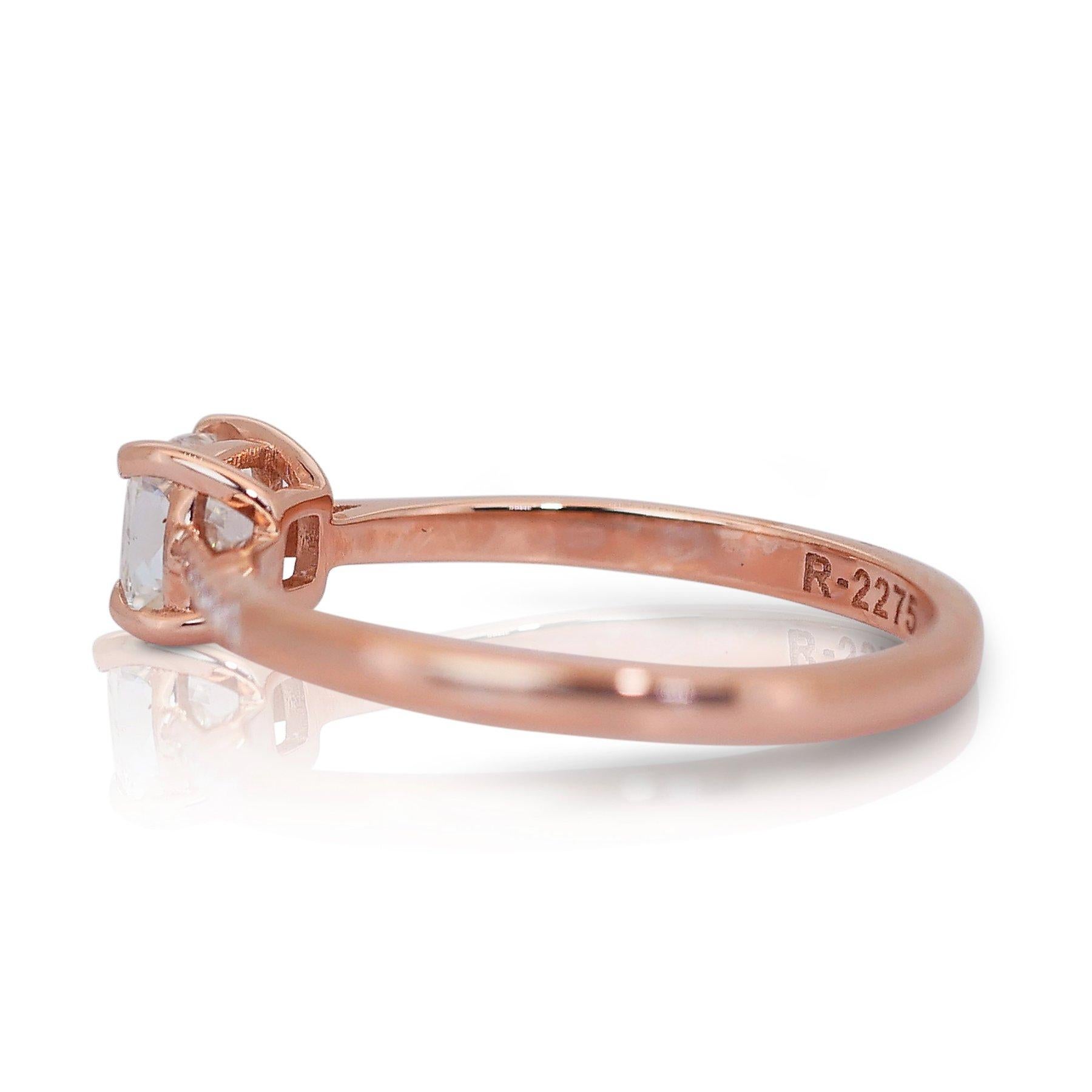 Cushion Cut Dazzling 0.70ct Double Excellent Ideal Cut Diamonds Pave Ring in 18k Rose Gold For Sale