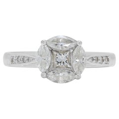 Dazzling 0.70ct Natural Diamond Pave Ring in 18K White Gold