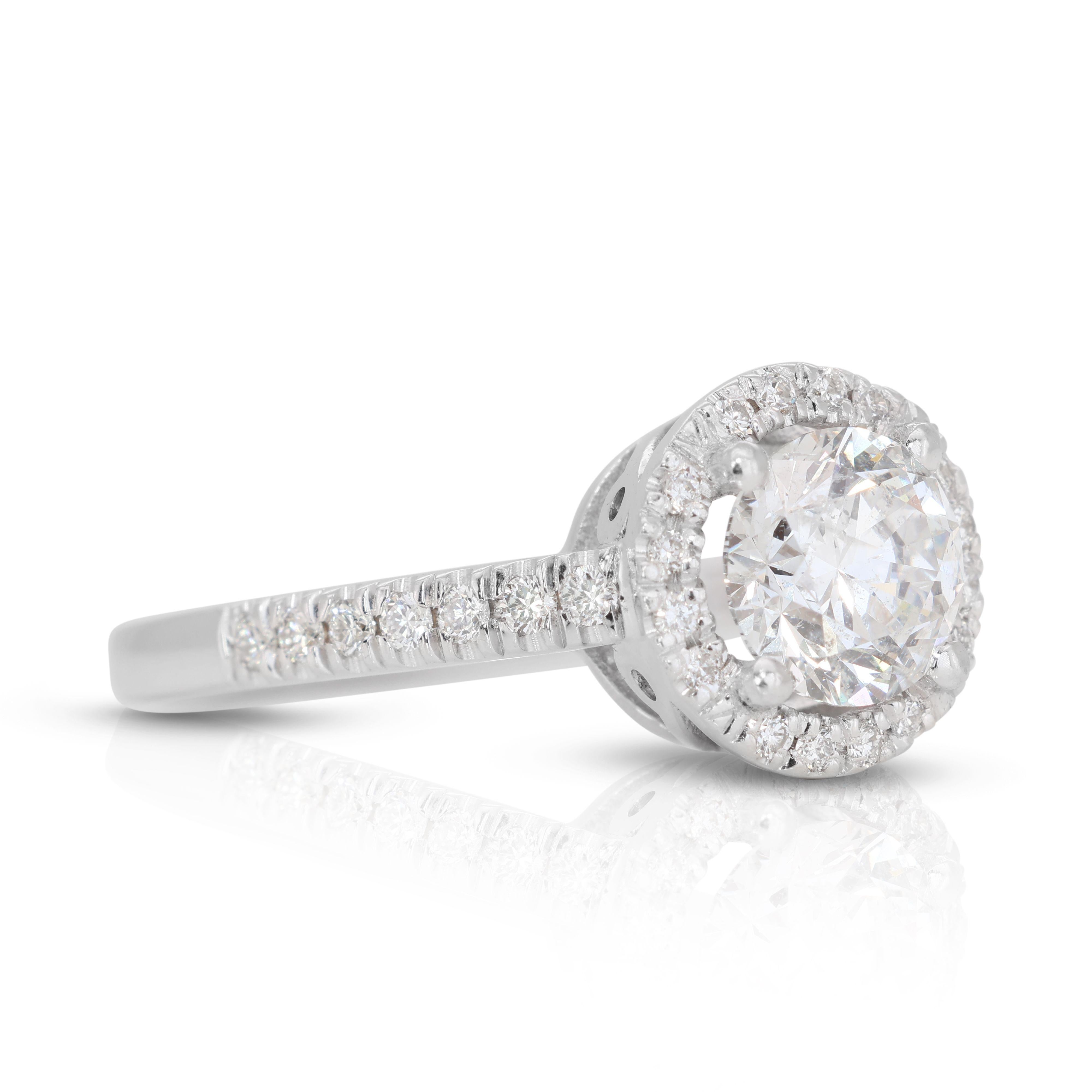 Dazzling 0.70ct Pave Halo Diamond Ring set in 14K White Gold In New Condition In רמת גן, IL