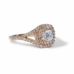Dazzling 0.73 Carat Cushion Diamond Ring with Shimmering Accents