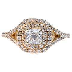 Dazzling 0.73 Carat Cushion Diamond Ring with Shimmering Accents