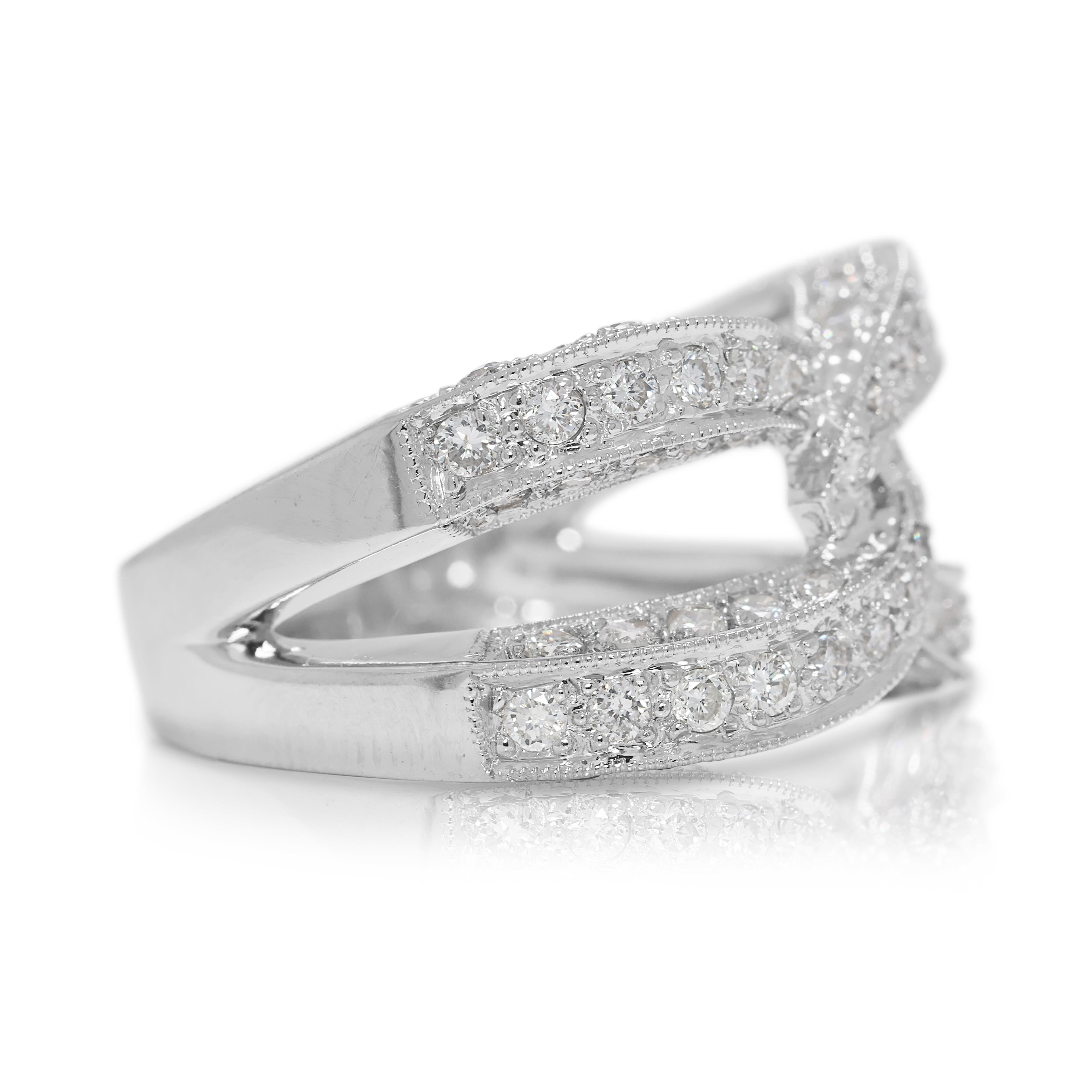 Dazzling 0.74ct Natural Diamond Infinity Ring in 18K White Gold In Excellent Condition For Sale In רמת גן, IL