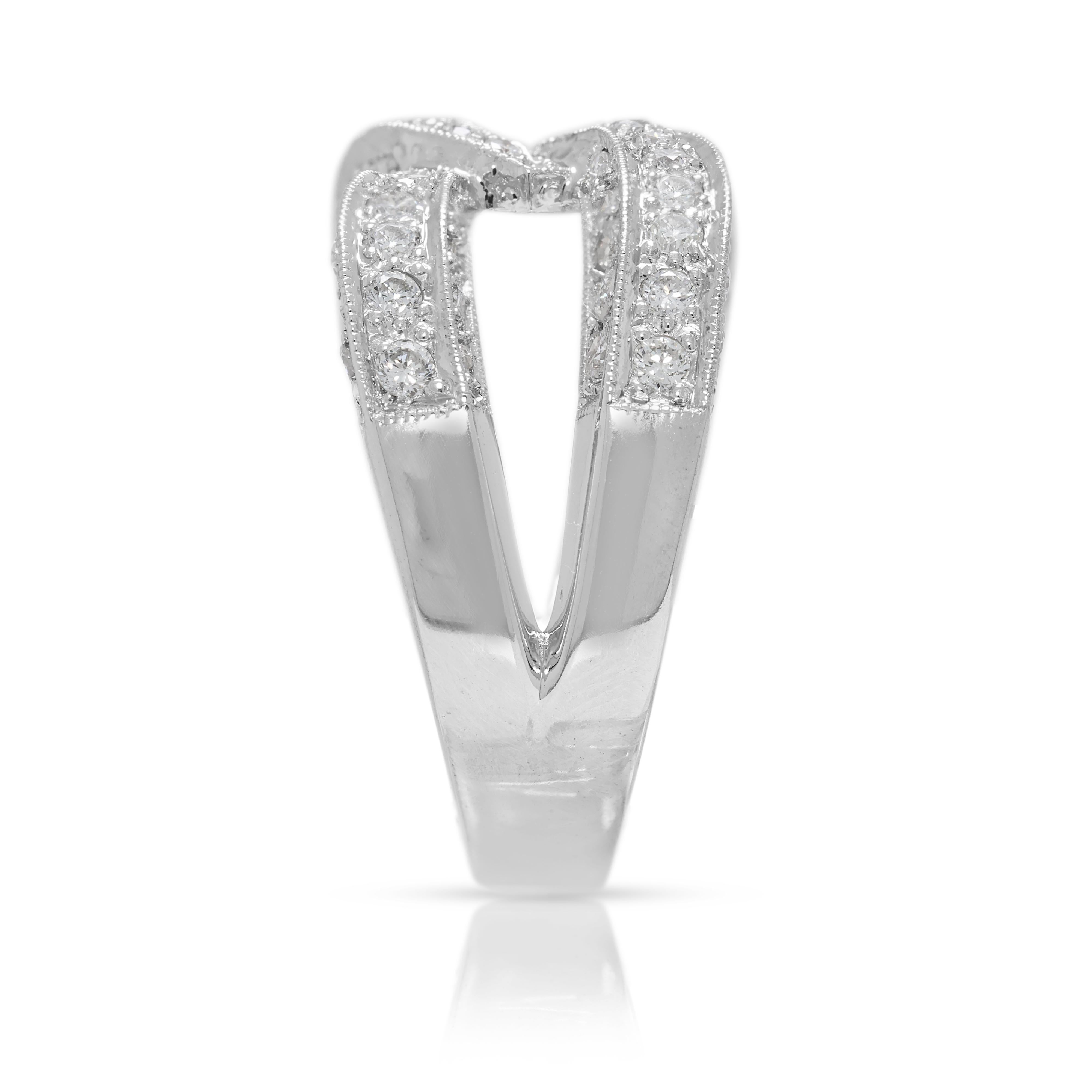 Women's Dazzling 0.74ct Natural Diamond Infinity Ring in 18K White Gold For Sale