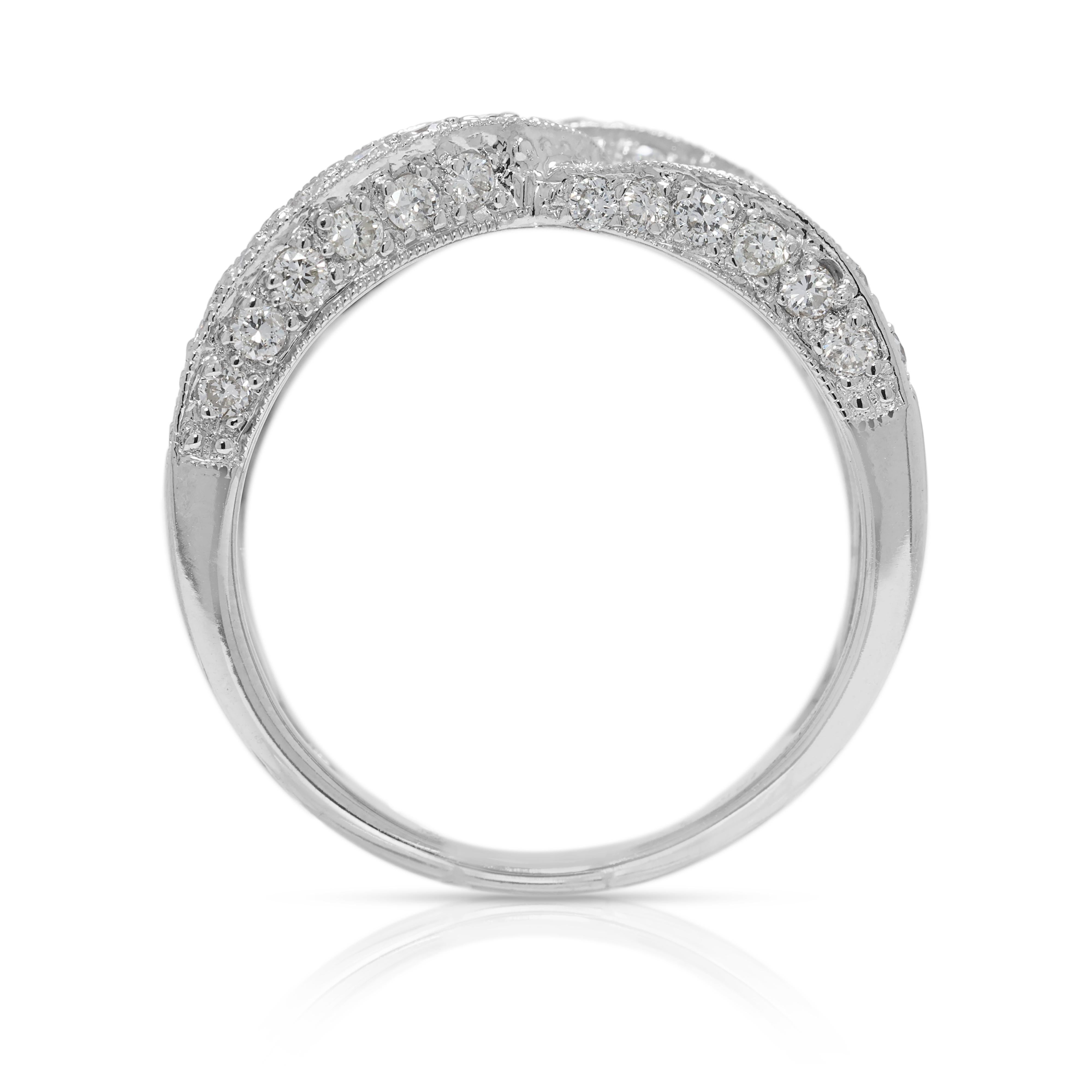 Dazzling 0.74ct Natural Diamond Infinity Ring in 18K White Gold For Sale 2
