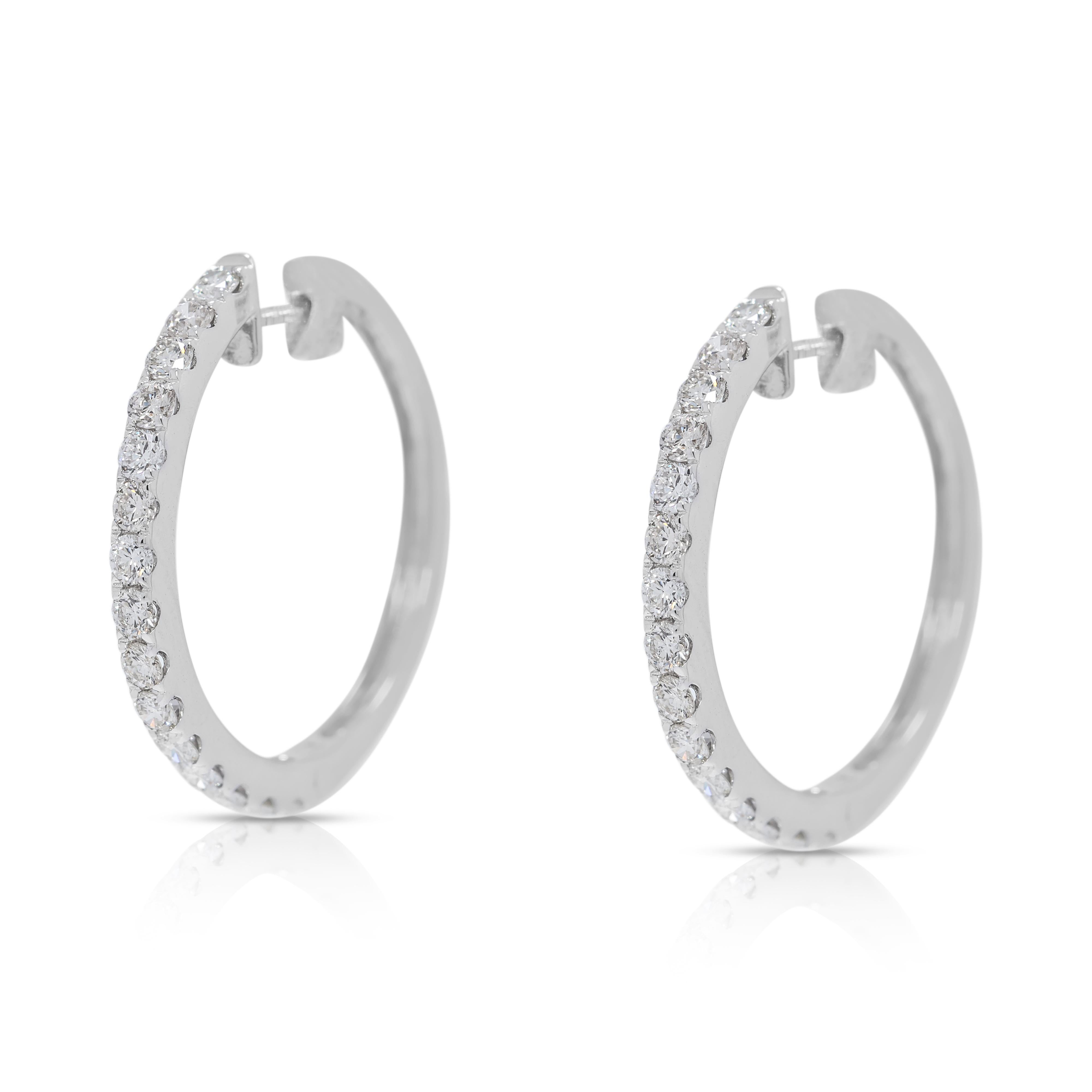 Schillernde 0,75ct natürliche Diamanten Ohrringe in 18K Weißgold im Zustand „Hervorragend“ im Angebot in רמת גן, IL