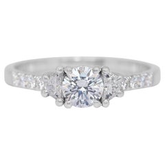 Dazzling 0.75ct Triple Excellent Ideal Cut Diamonds 3-Stone Ring - GIA Certified
