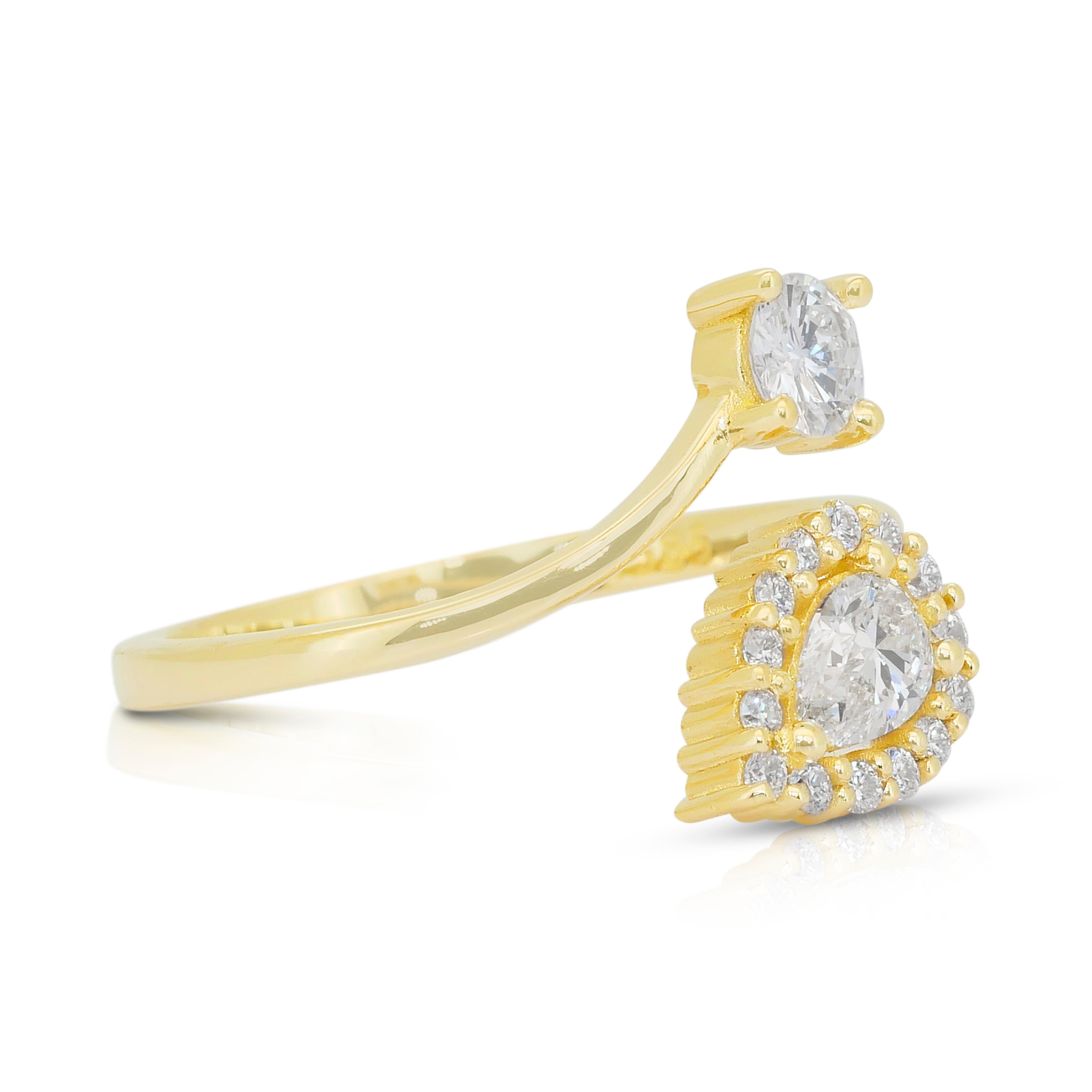 Deslumbrante Anillo de Diamantes Naturales de 0,78ct en Oro Blanco de 14k - Certificado IGI Corte pera en venta