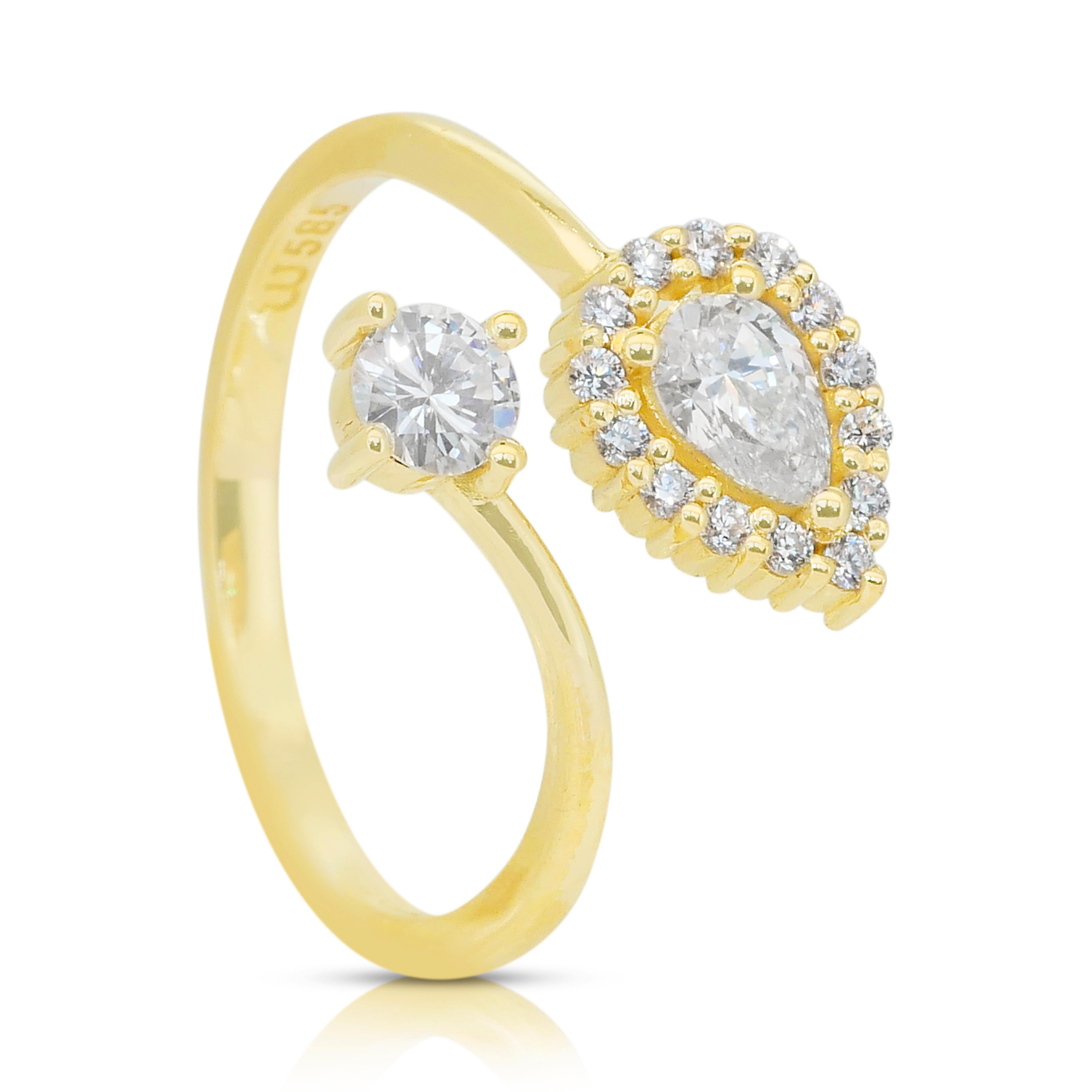 Deslumbrante Anillo de Diamantes Naturales de 0,78ct en Oro Blanco de 14k - Certificado IGI en venta 3