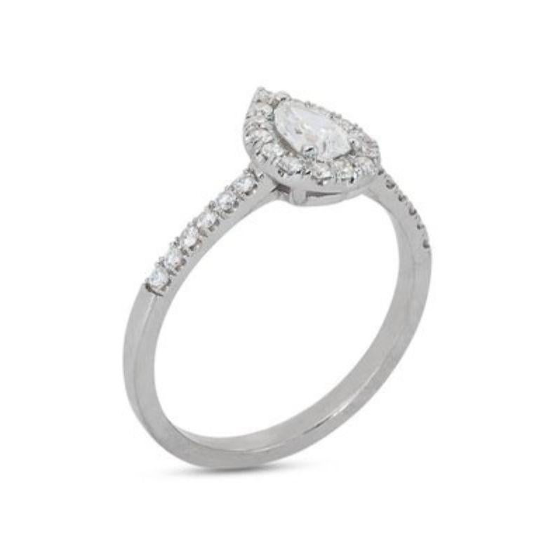 Pear Cut Dazzling 0.7ct Pear Diamond Ring in 18K White Gold For Sale