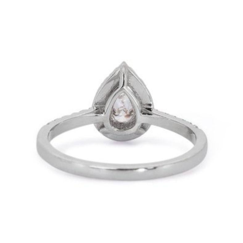 Women's Dazzling 0.7ct Pear Diamond Ring in 18K White Gold For Sale