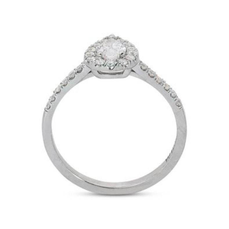 Dazzling 0.7ct Pear Diamond Ring in 18K White Gold For Sale 1
