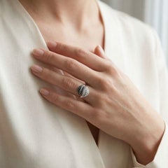 Dazzling 0.80ct Natural Black and White Diamond Bypass Ring in 18K White Gold