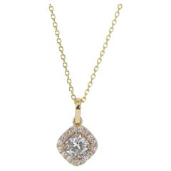 Dazzling 0.81ct Cushion-cut Diamond Necklace in 18K Yellow Gold