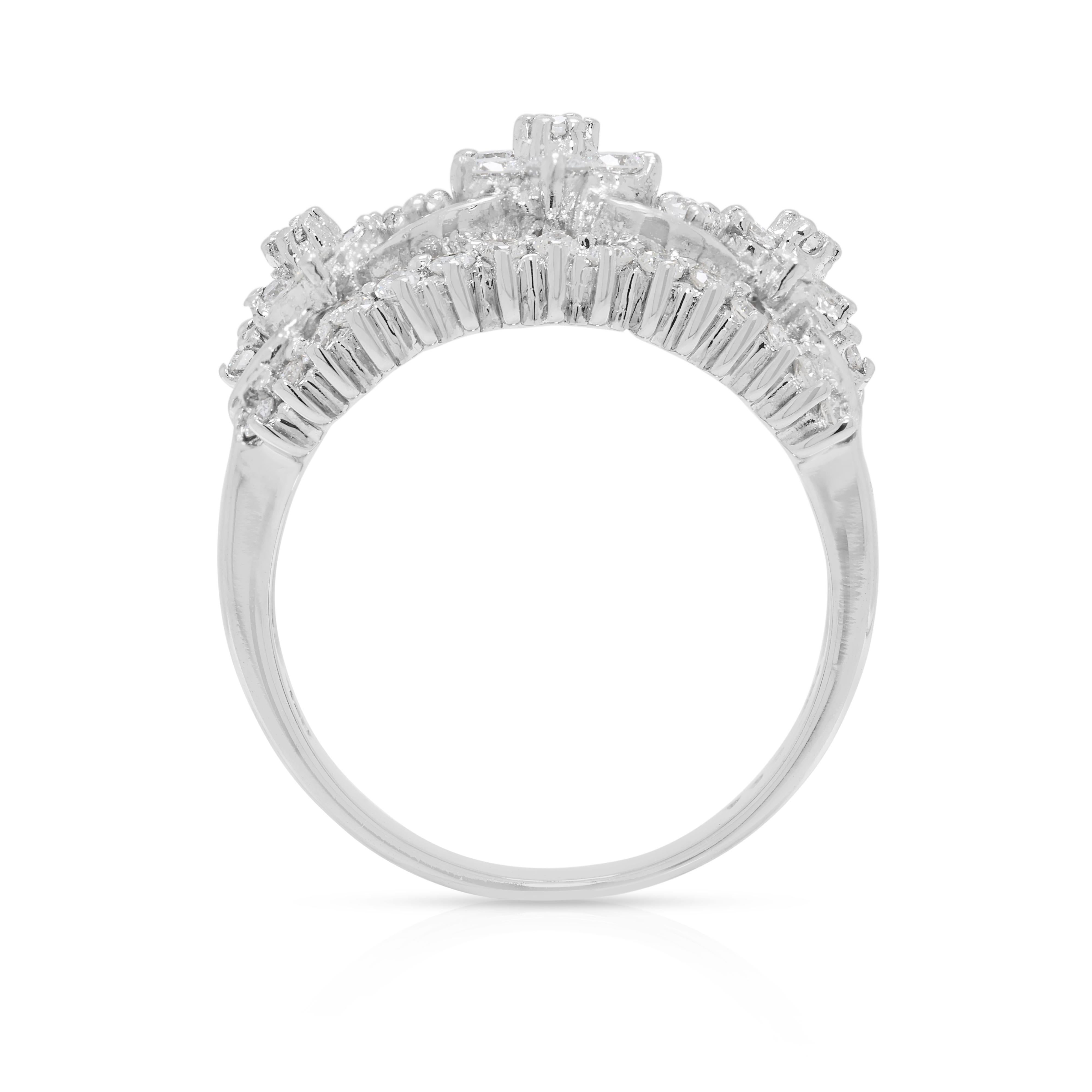 Dazzling 0.84ct Natural Diamond 18K White Gold Ring For Sale 2
