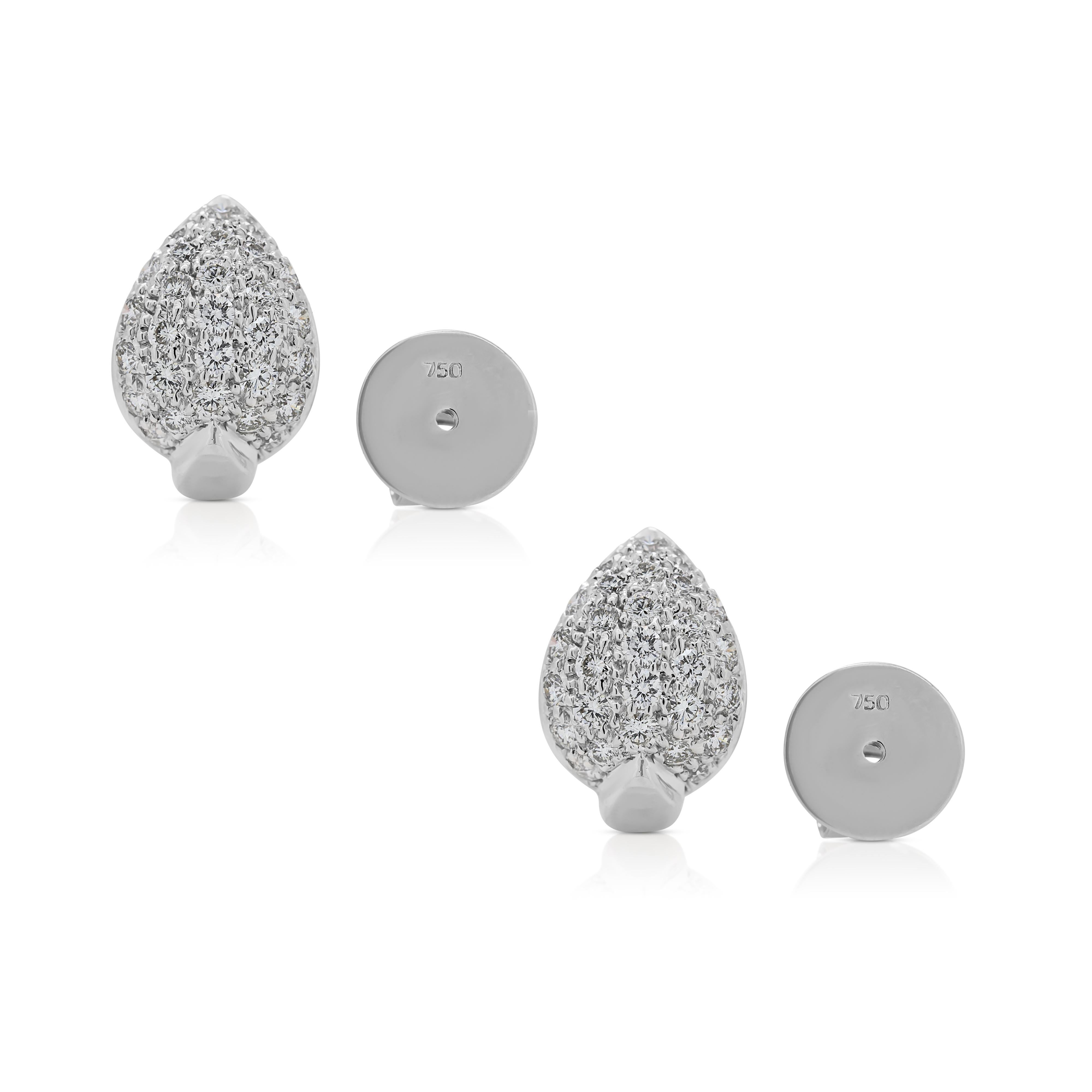Orecchini con diamanti naturali da 0,84 carati in oro bianco 18K in vendita 2