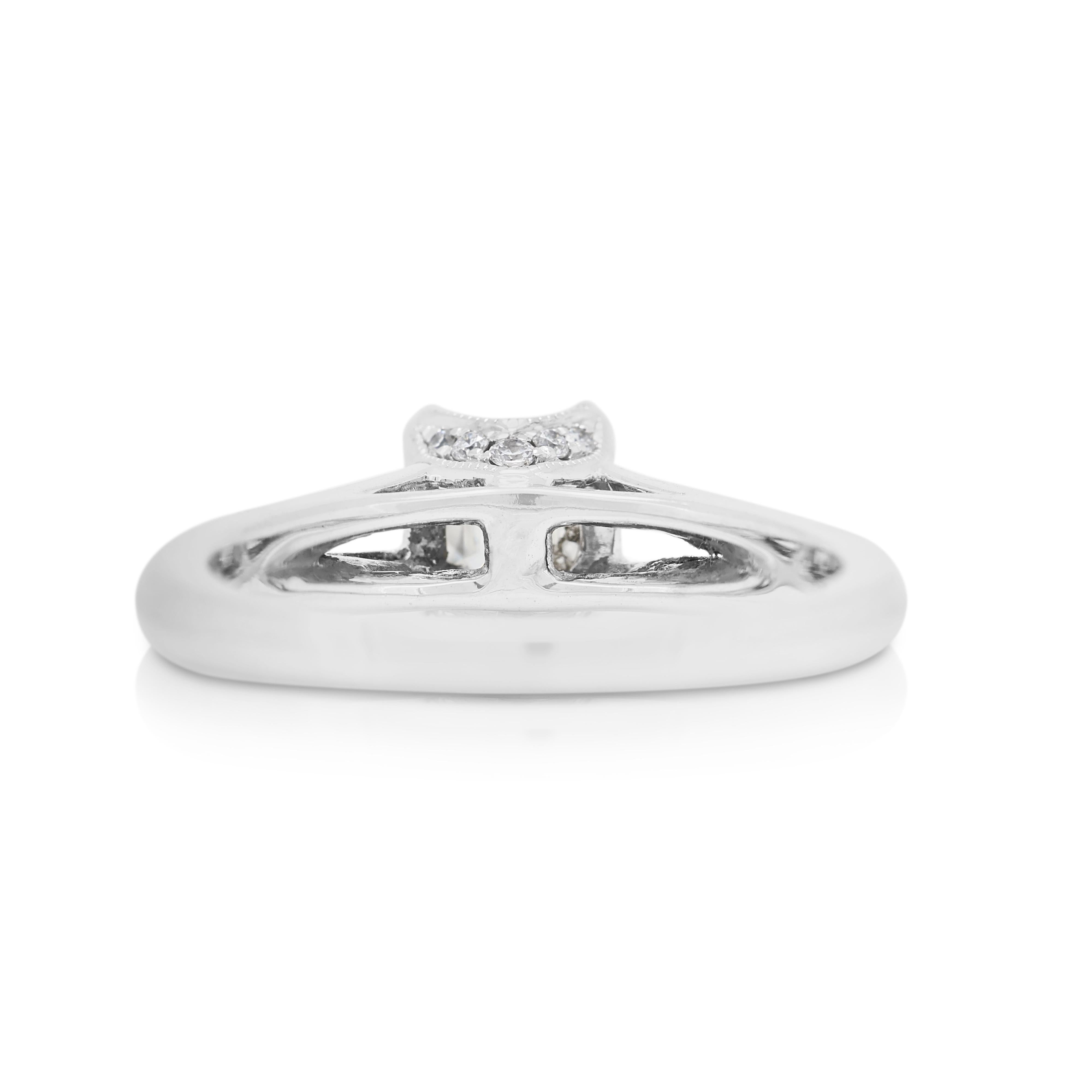 Dazzling 0.89ct Emerald Cut Diamond Pave Ring in 18K White Gold For Sale 1