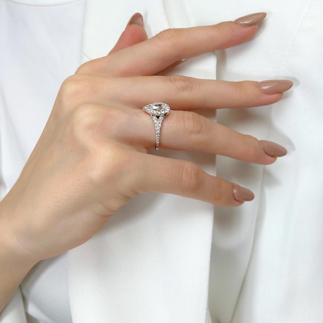 Deslumbrante Anillo Halo de Diamantes de 0,94 ct en Oro Blanco de 14k - Certificado GIA 5