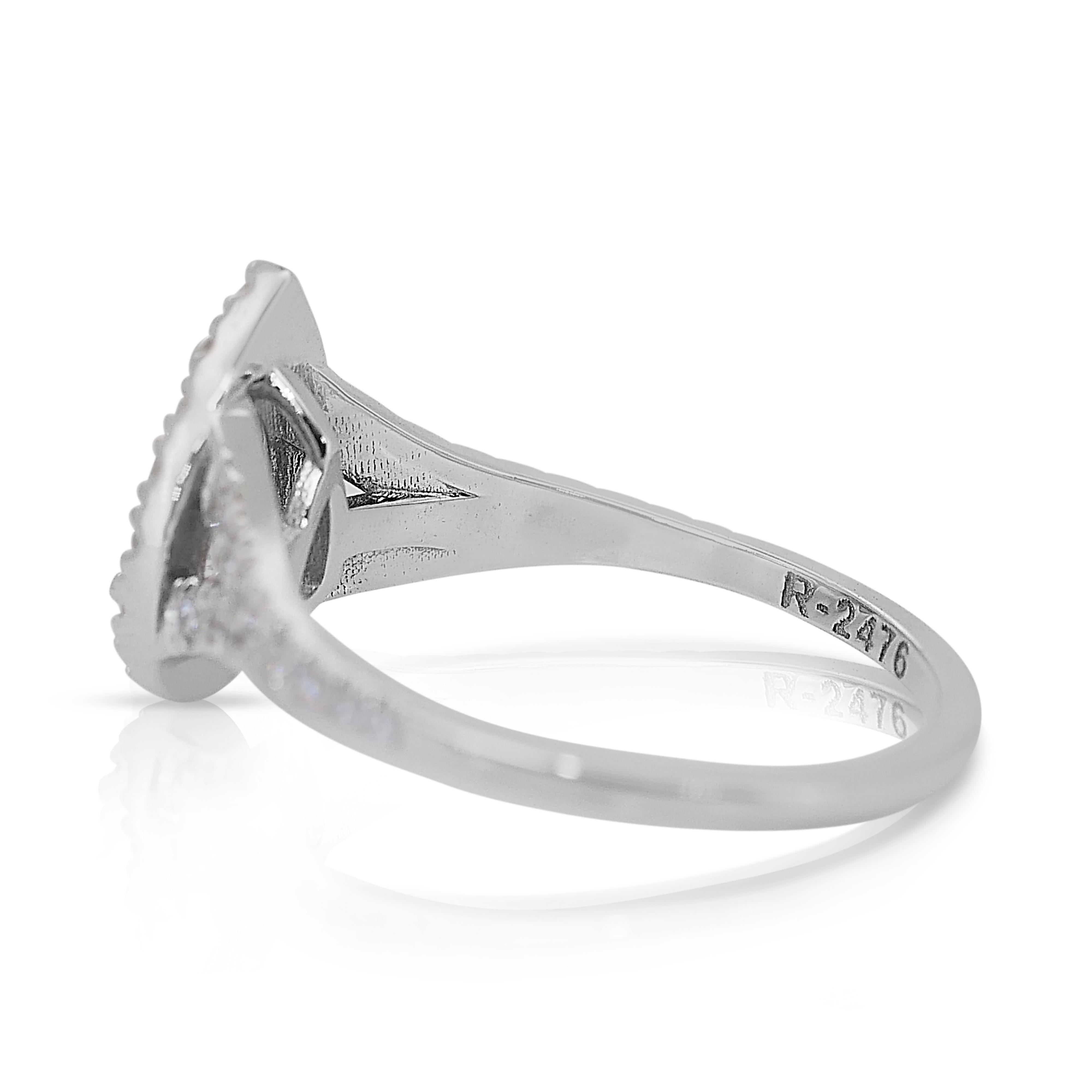 De las mujeres Deslumbrante Anillo Halo de Diamantes de 0,94 ct en Oro Blanco de 14k - Certificado GIA