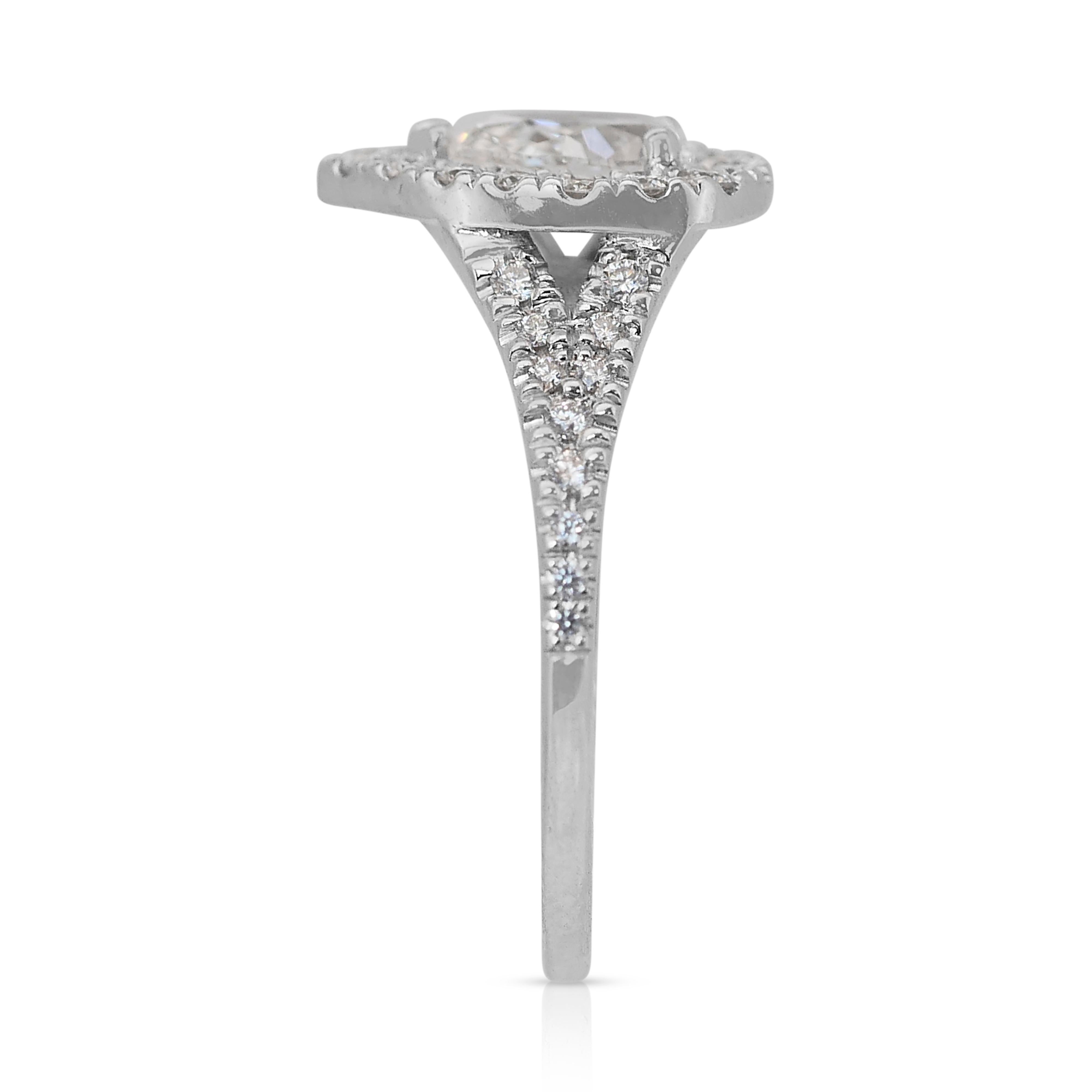 Deslumbrante Anillo Halo de Diamantes de 0,94 ct en Oro Blanco de 14k - Certificado GIA 2