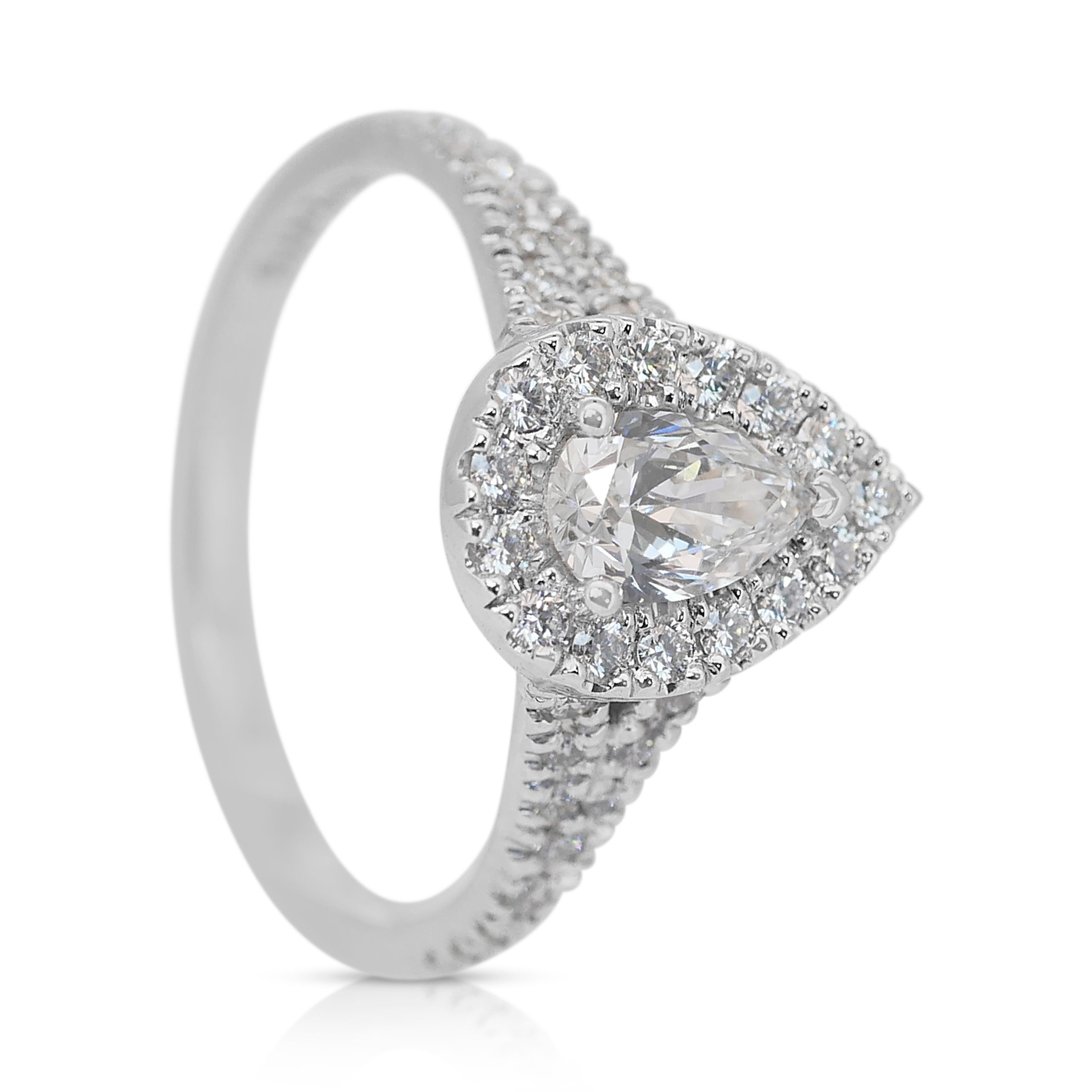 Deslumbrante Anillo Halo de Diamantes de 0,94 ct en Oro Blanco de 14k - Certificado GIA 3