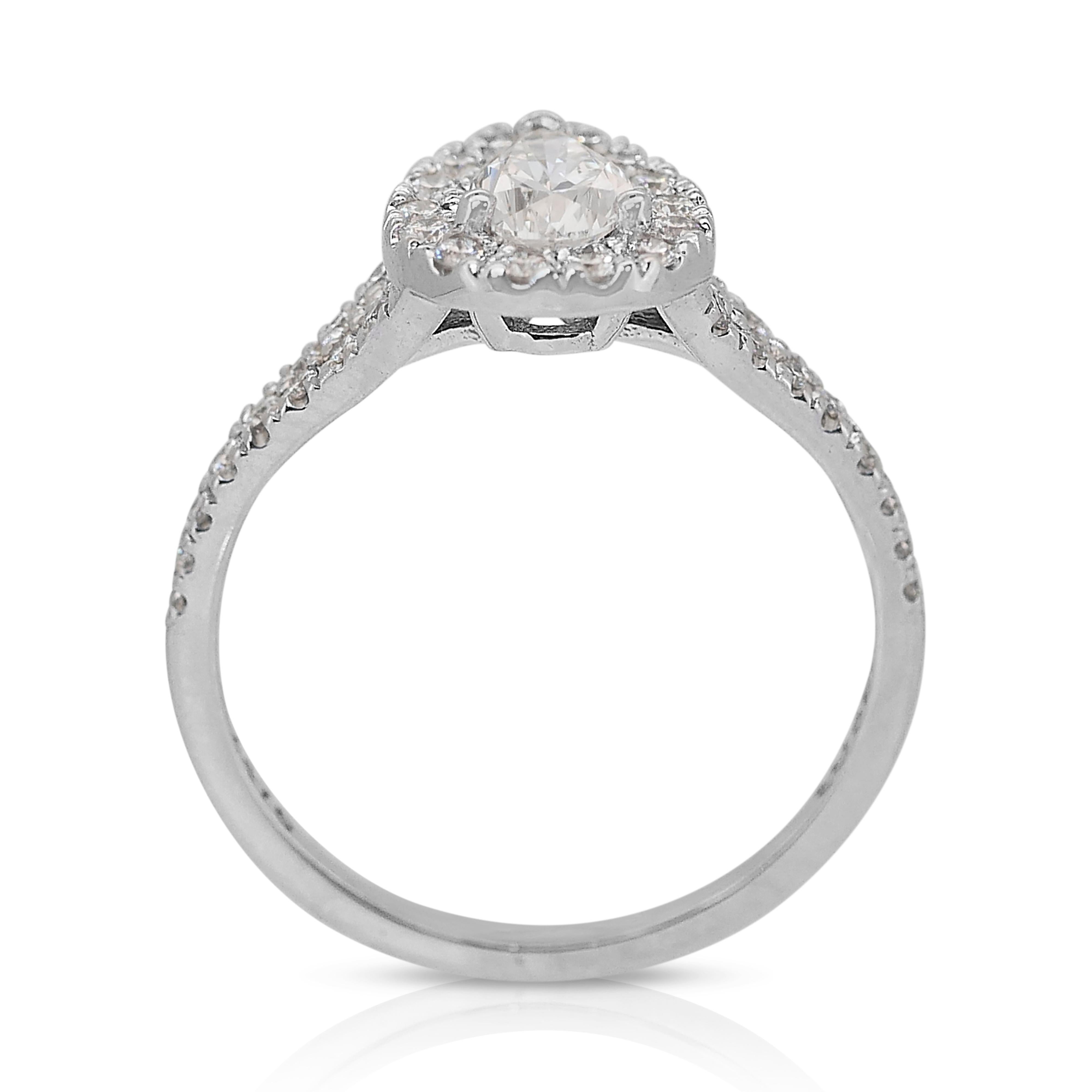 Deslumbrante Anillo Halo de Diamantes de 0,94 ct en Oro Blanco de 14k - Certificado GIA 4