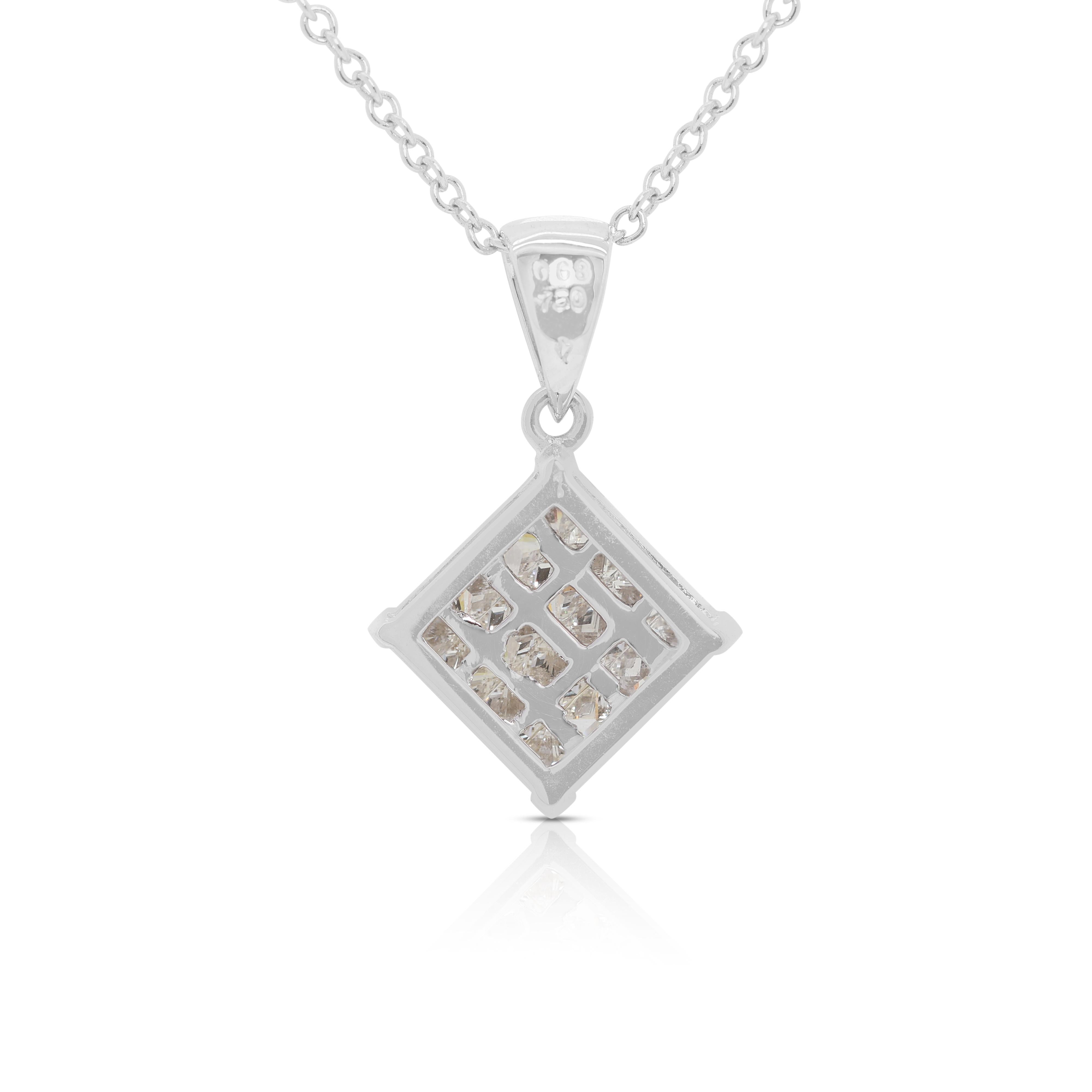 Dazzling 0.96 Natural Diamond Necklace in 18K White Gold For Sale 1