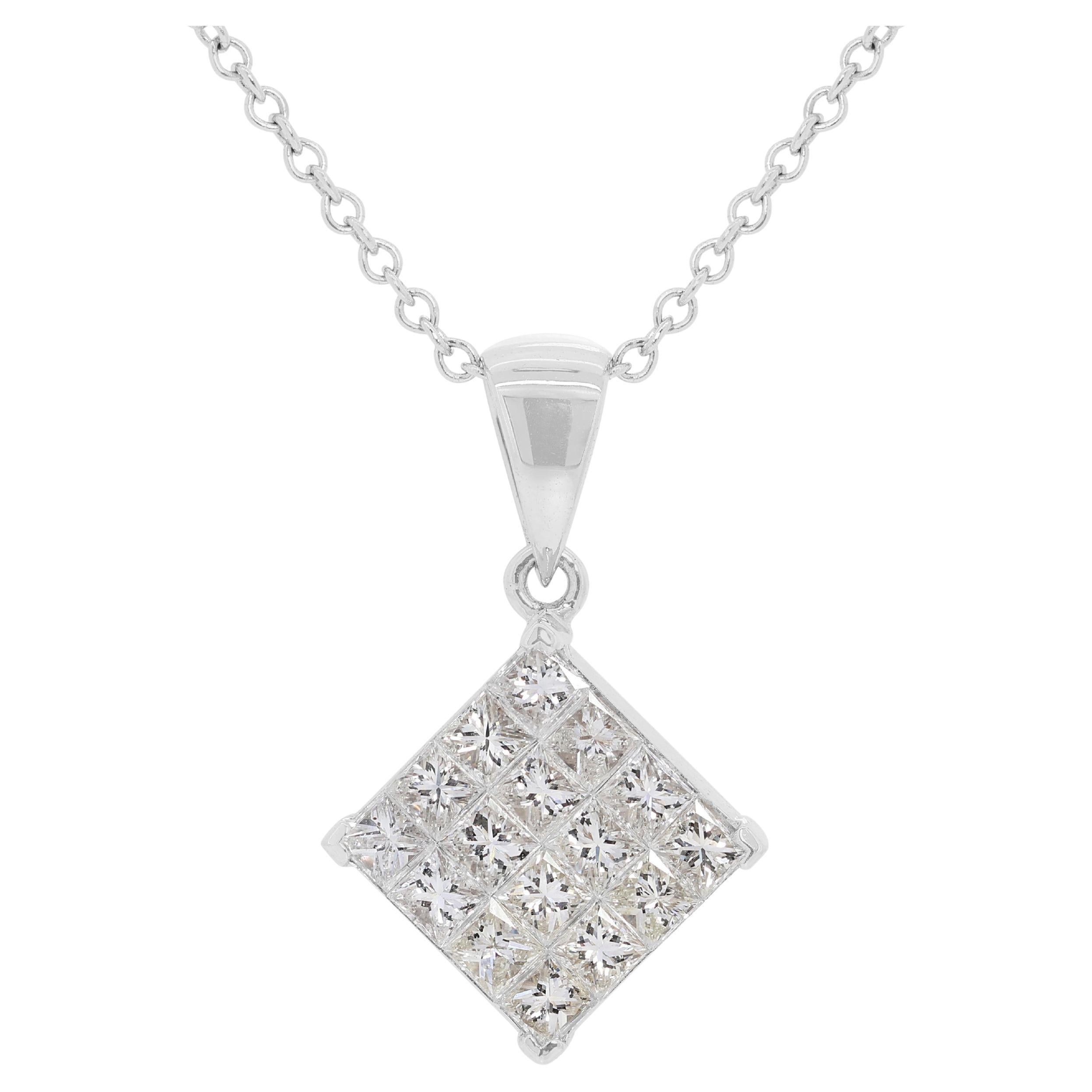 Dazzling 0.96 Natural Diamond Necklace in 18K White Gold
