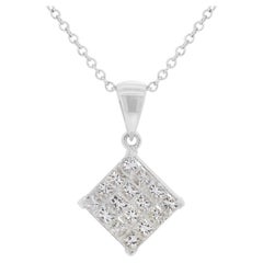 Dazzling 0.96 Natural Diamond Necklace in 18K White Gold