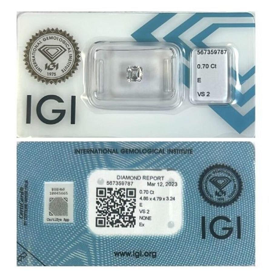 Dazzling 1 Pc Natural Diamond 0.70ct Asscher Square Emerald E VS2 IGI Certific 2