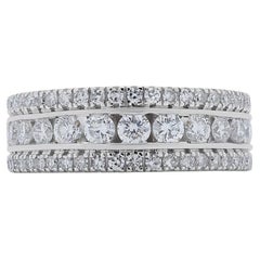 Dazzling 1.00ct Diamonds Triple Eternity Ring in 18K White Gold