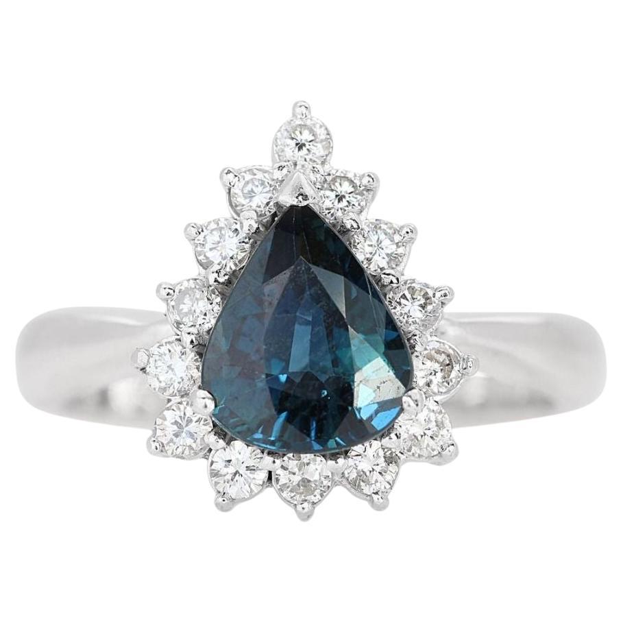 Dazzling 1.00ct Pear-Cut Sapphire Ring in 18k White Gold For Sale