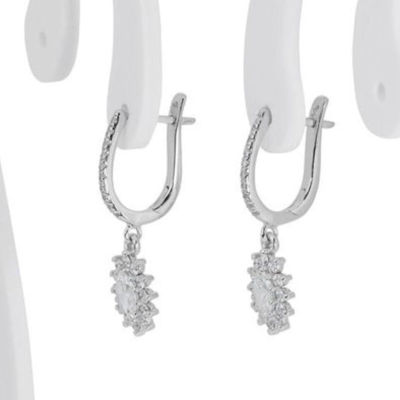 Oval Cut Dazzling 1.01ct Oval Diamond Earrings in 18K White Gold For Sale
