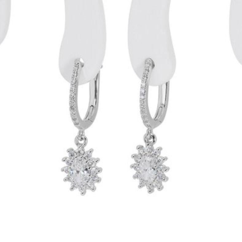 Women's Dazzling 1.01ct Oval Diamond Earrings in 18K White Gold For Sale