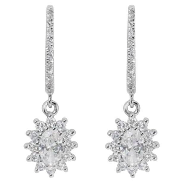 Dazzling 1.01ct Oval Diamond Earrings in 18K White Gold For Sale