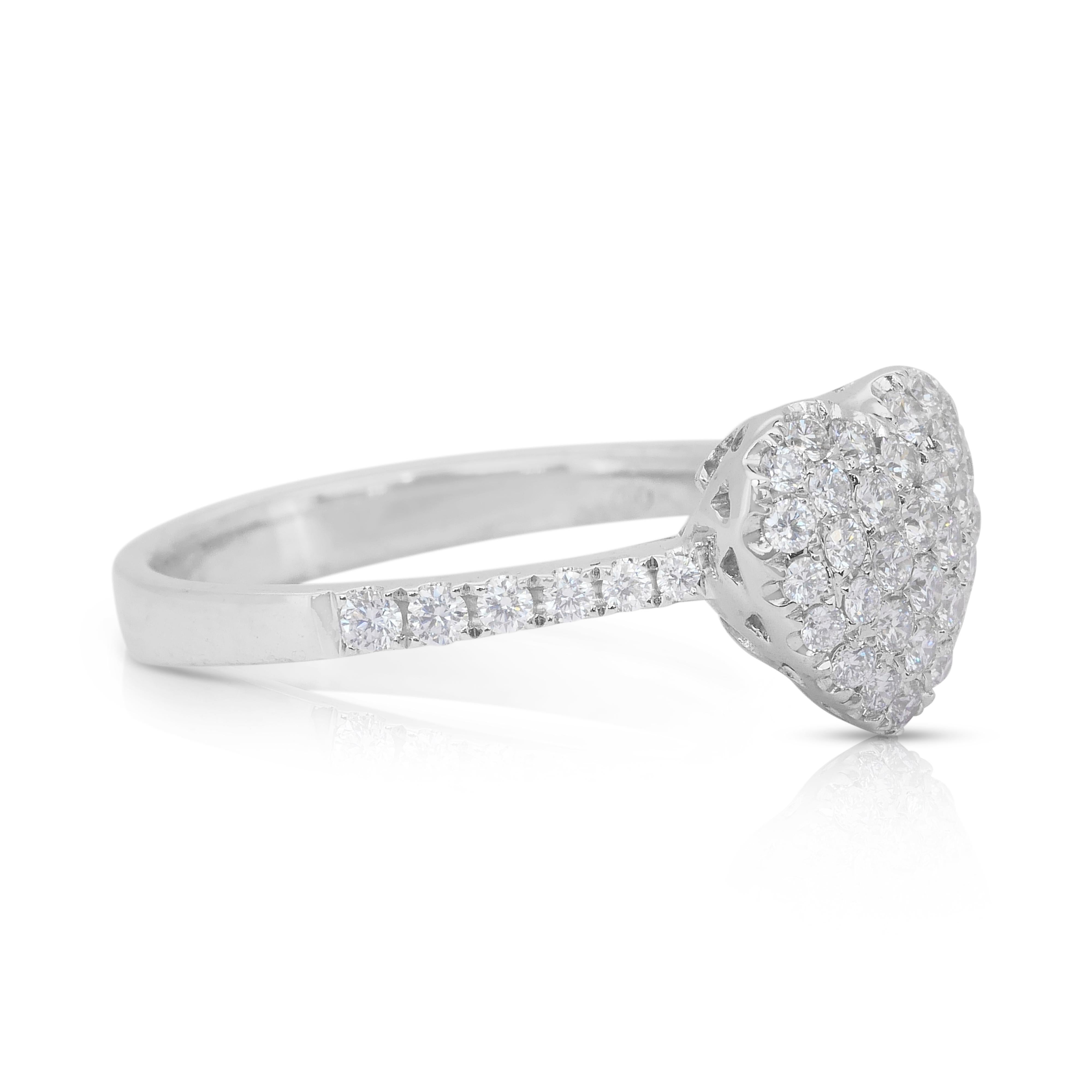 Anello a forma di cuore con 1,03 carati di diamanti in oro bianco 18 carati - certificato IGI In condizioni Nuovo in vendita a רמת גן, IL