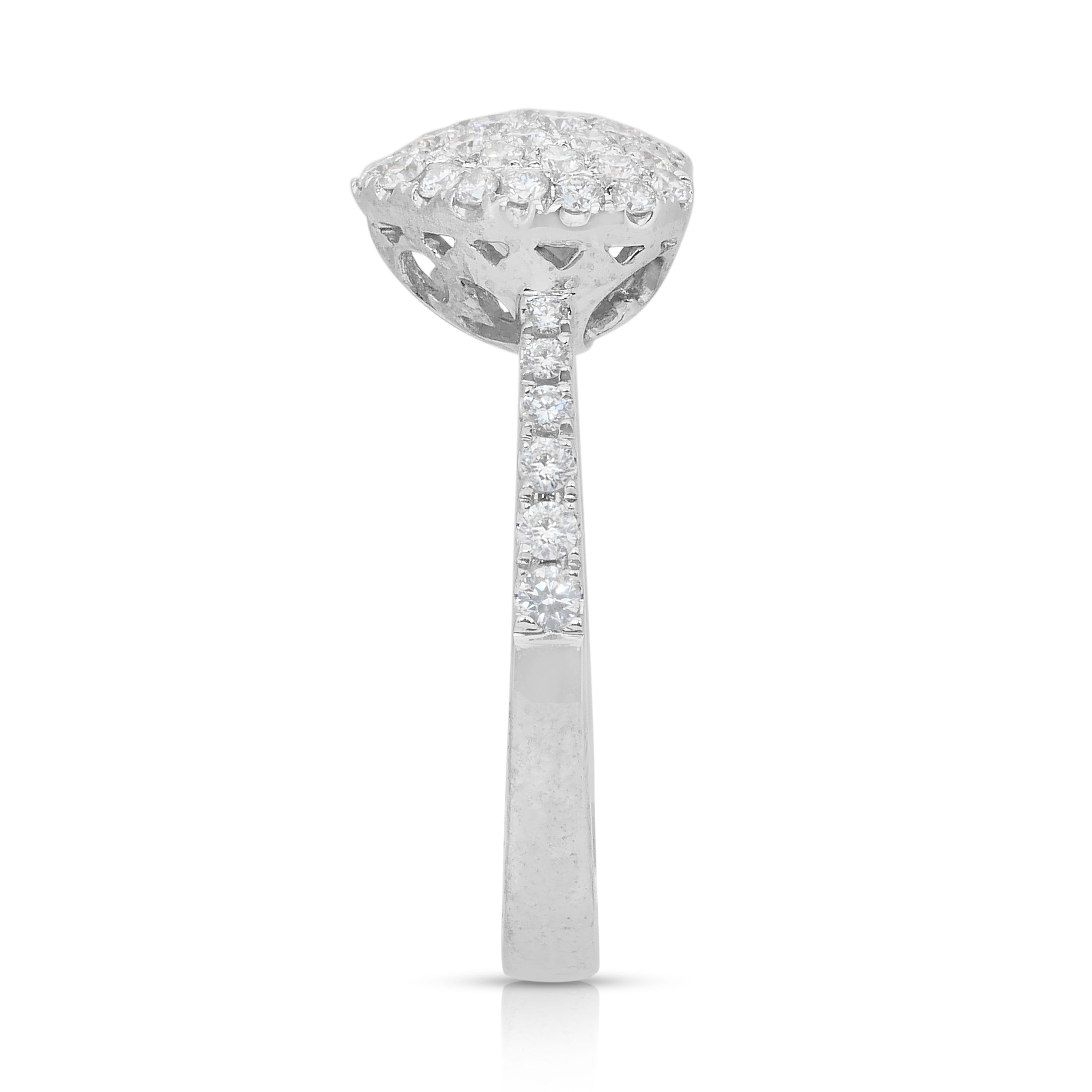 Anello a forma di cuore con 1,03 carati di diamanti in oro bianco 18 carati - certificato IGI in vendita 2