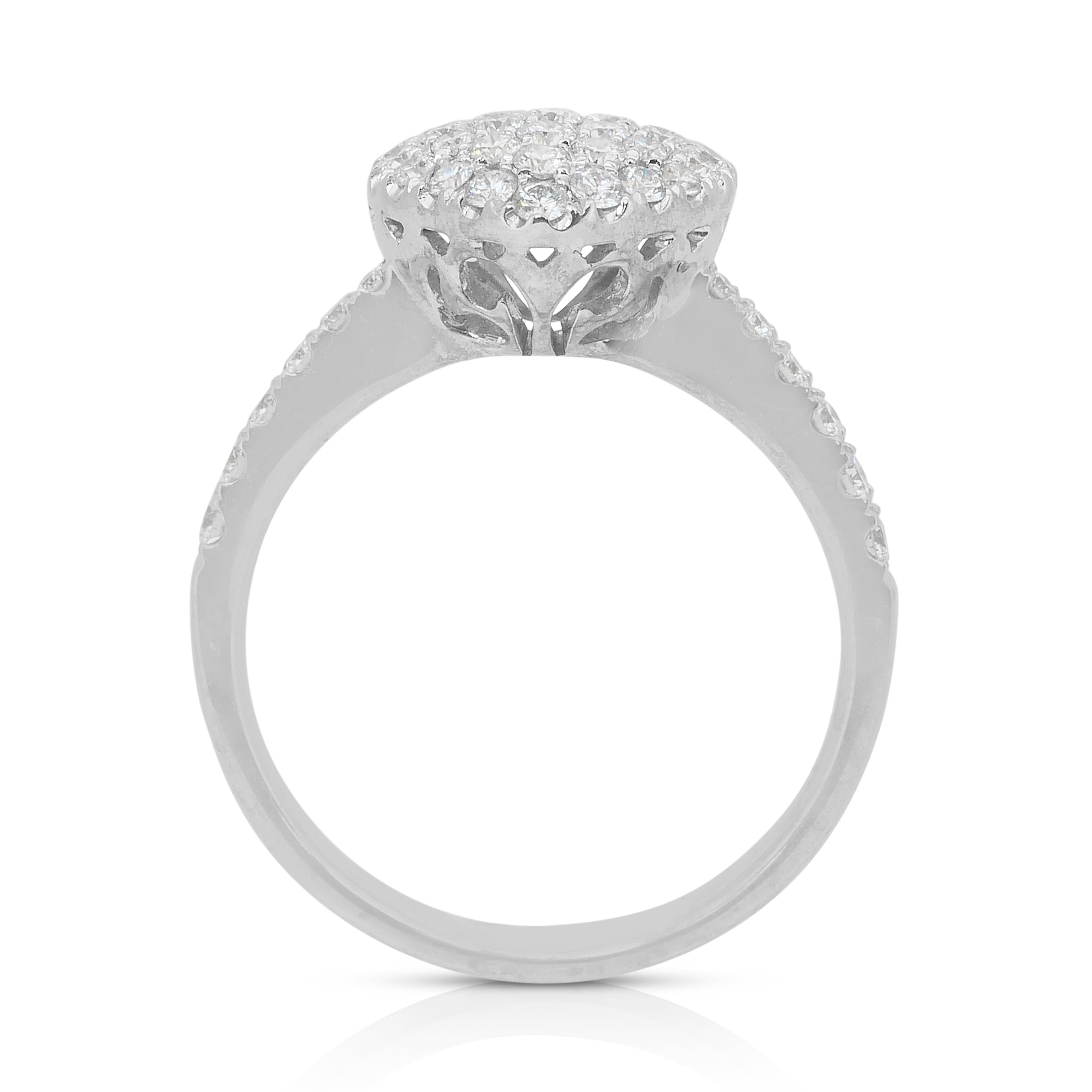 Anello a forma di cuore con 1,03 carati di diamanti in oro bianco 18 carati - certificato IGI in vendita 4