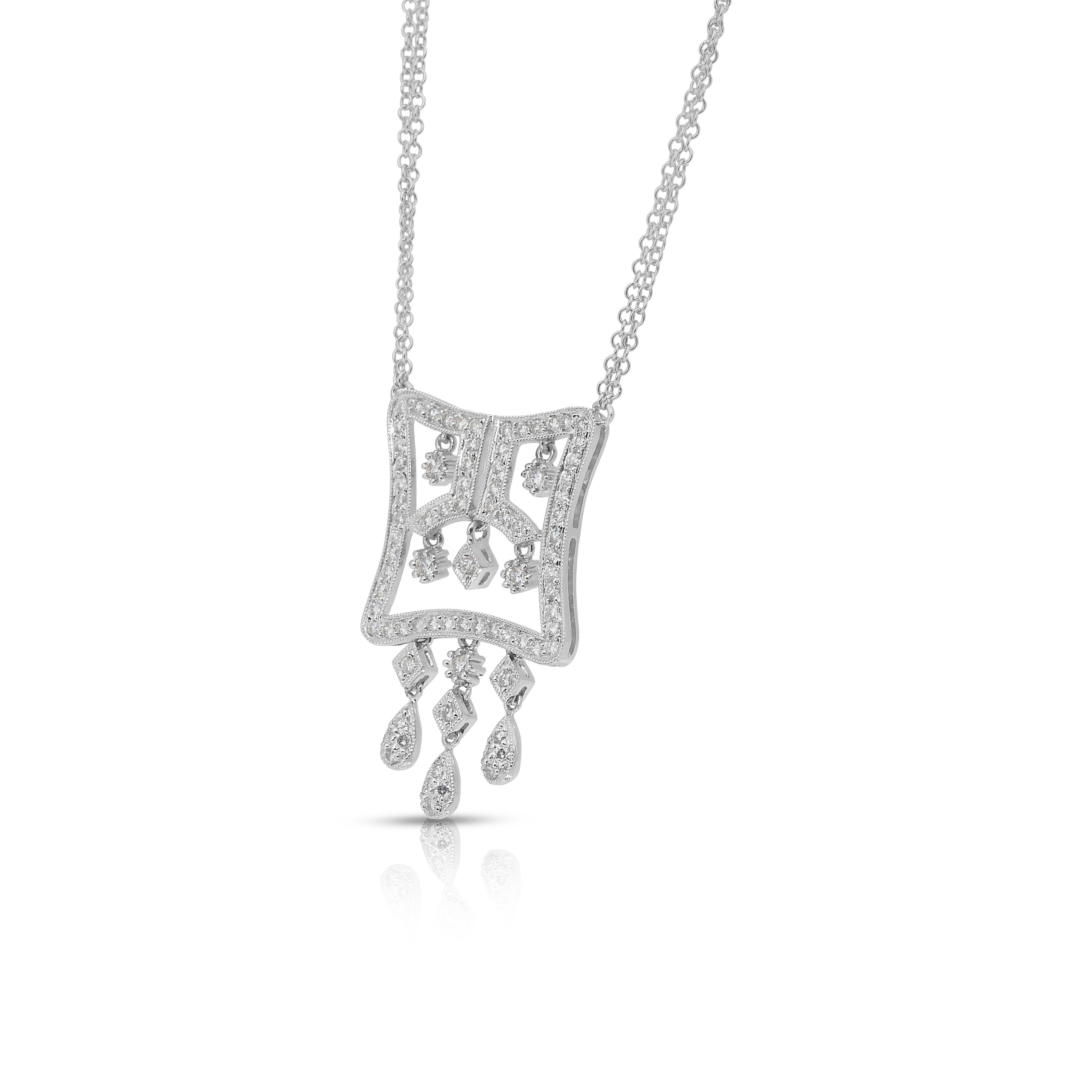 Taille ronde Collier éblouissant de 1,03ct de diamants en or blanc 18k - certifié IGI en vente