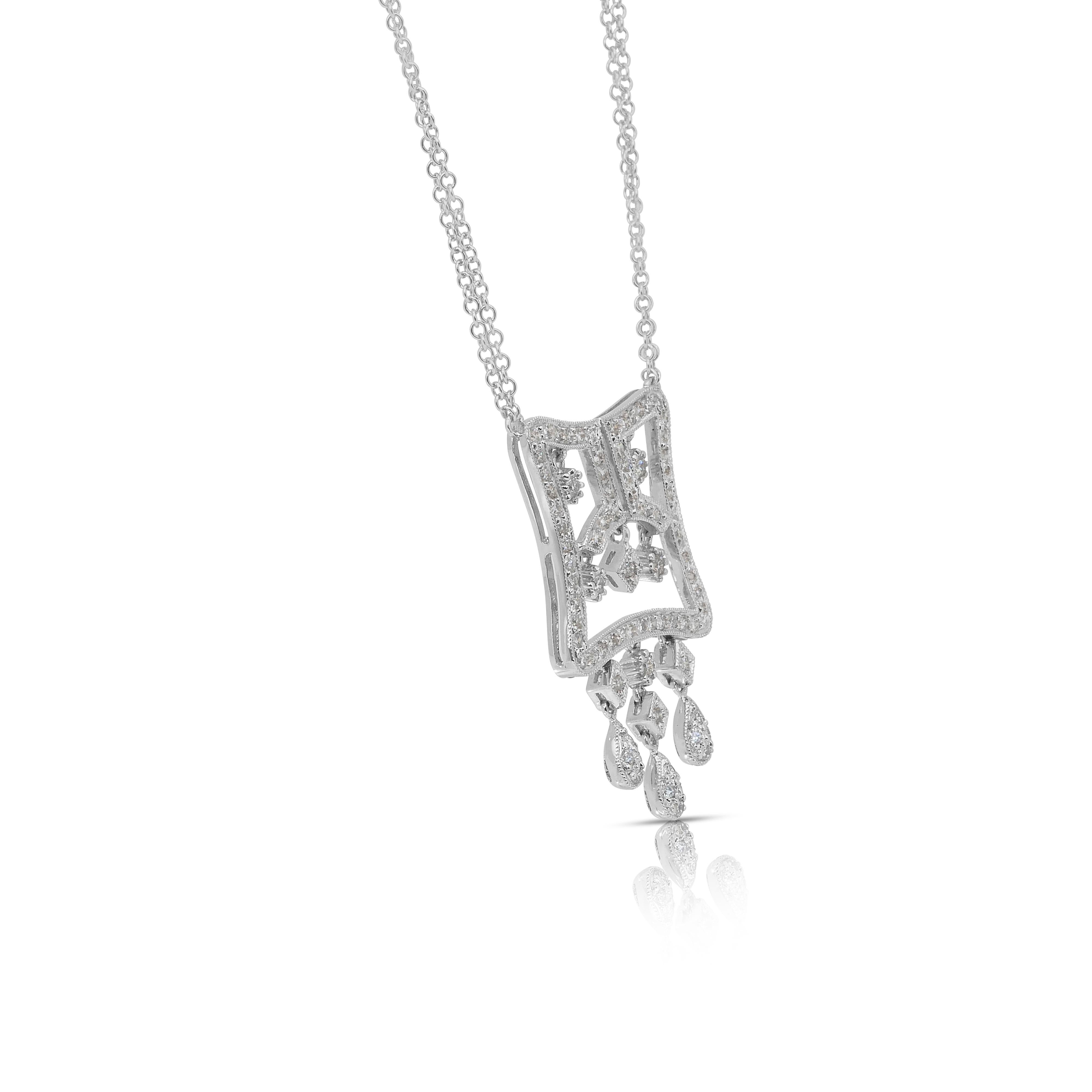 Collier éblouissant de 1,03ct de diamants en or blanc 18k - certifié IGI Neuf - En vente à רמת גן, IL