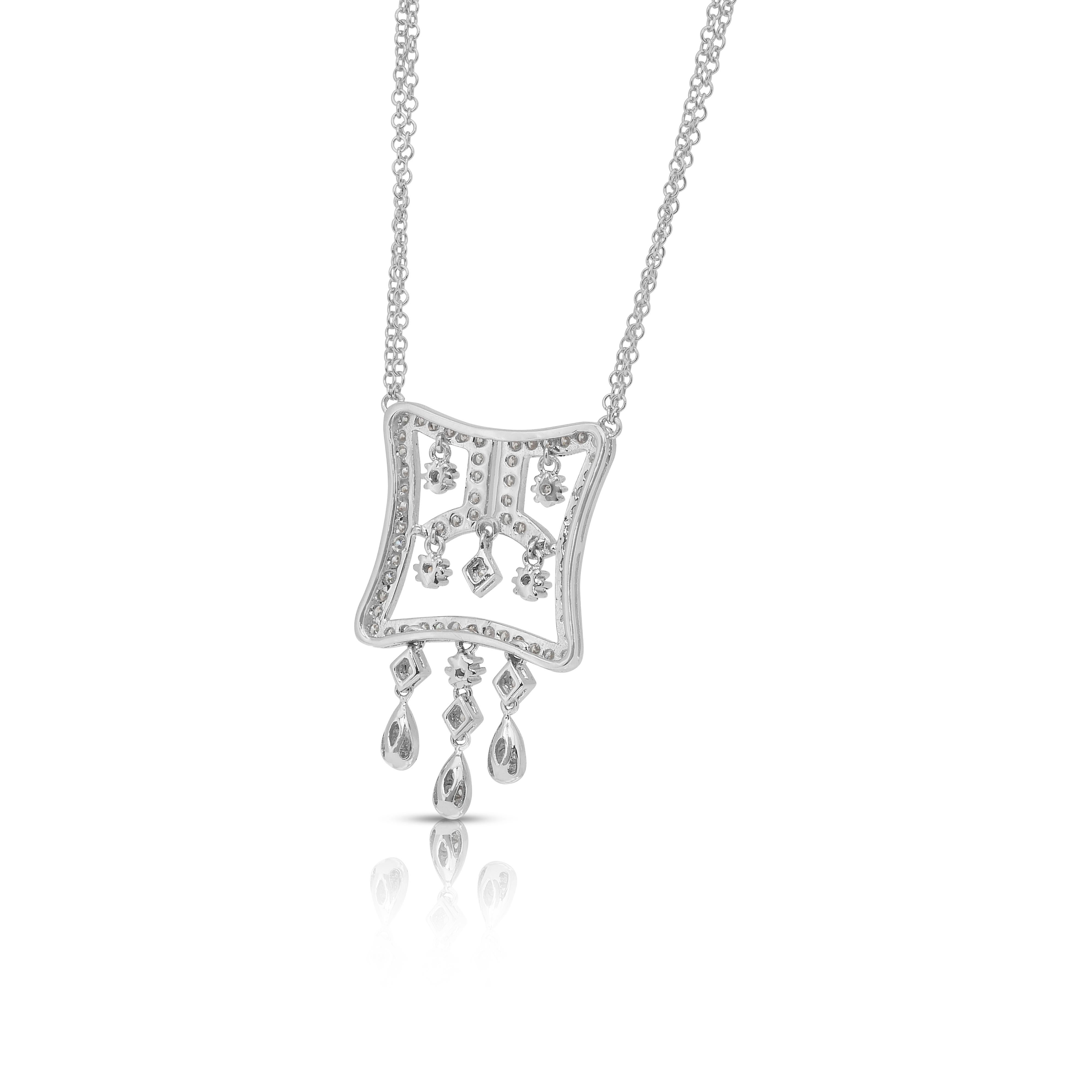 Collier éblouissant de 1,03ct de diamants en or blanc 18k - certifié IGI en vente 2