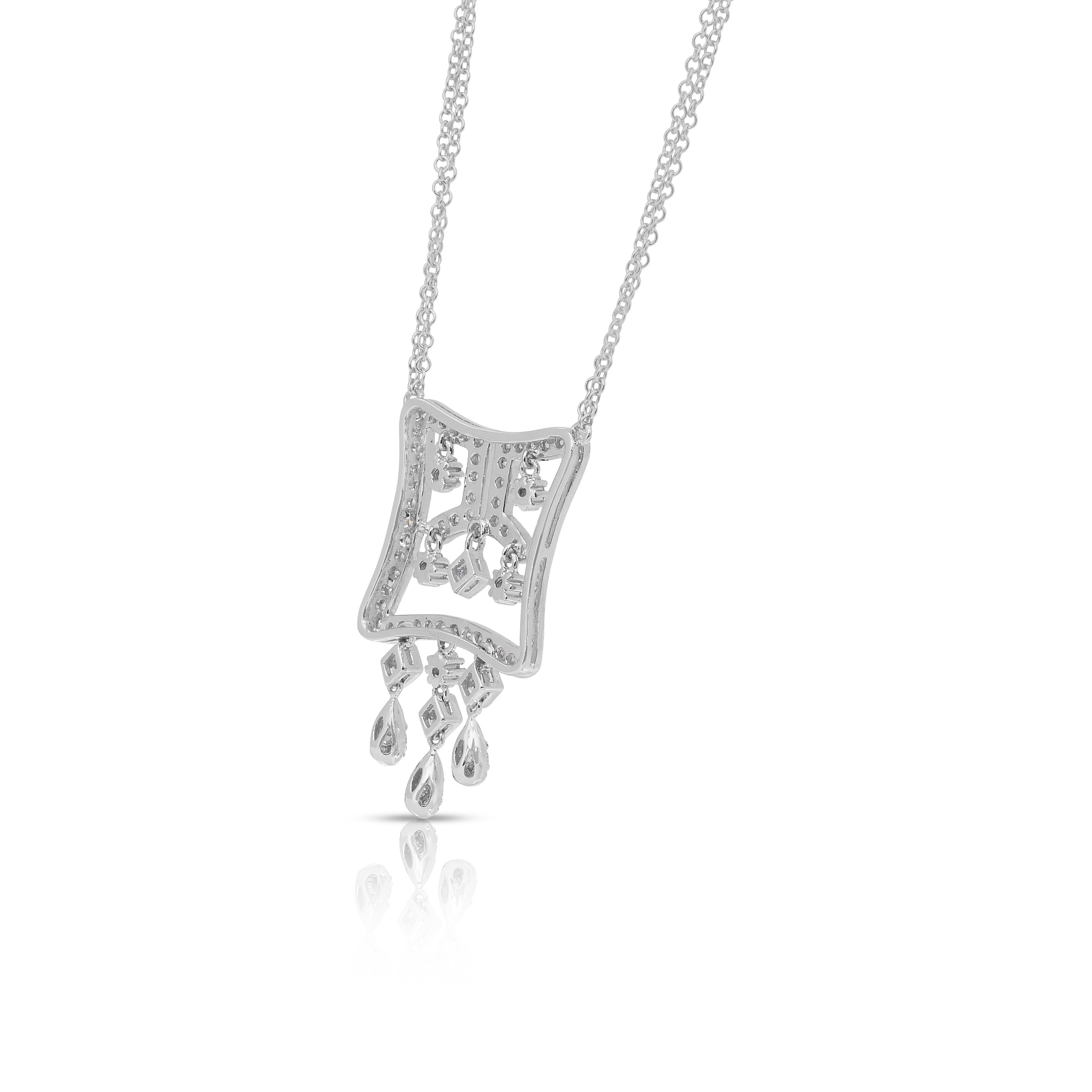 Collier éblouissant de 1,03ct de diamants en or blanc 18k - certifié IGI en vente 3