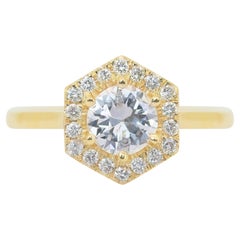 Schillernder 1,07 Karat Diamanten Halo-Ring aus 18 Karat Gelbgold - IGI-zertifiziert