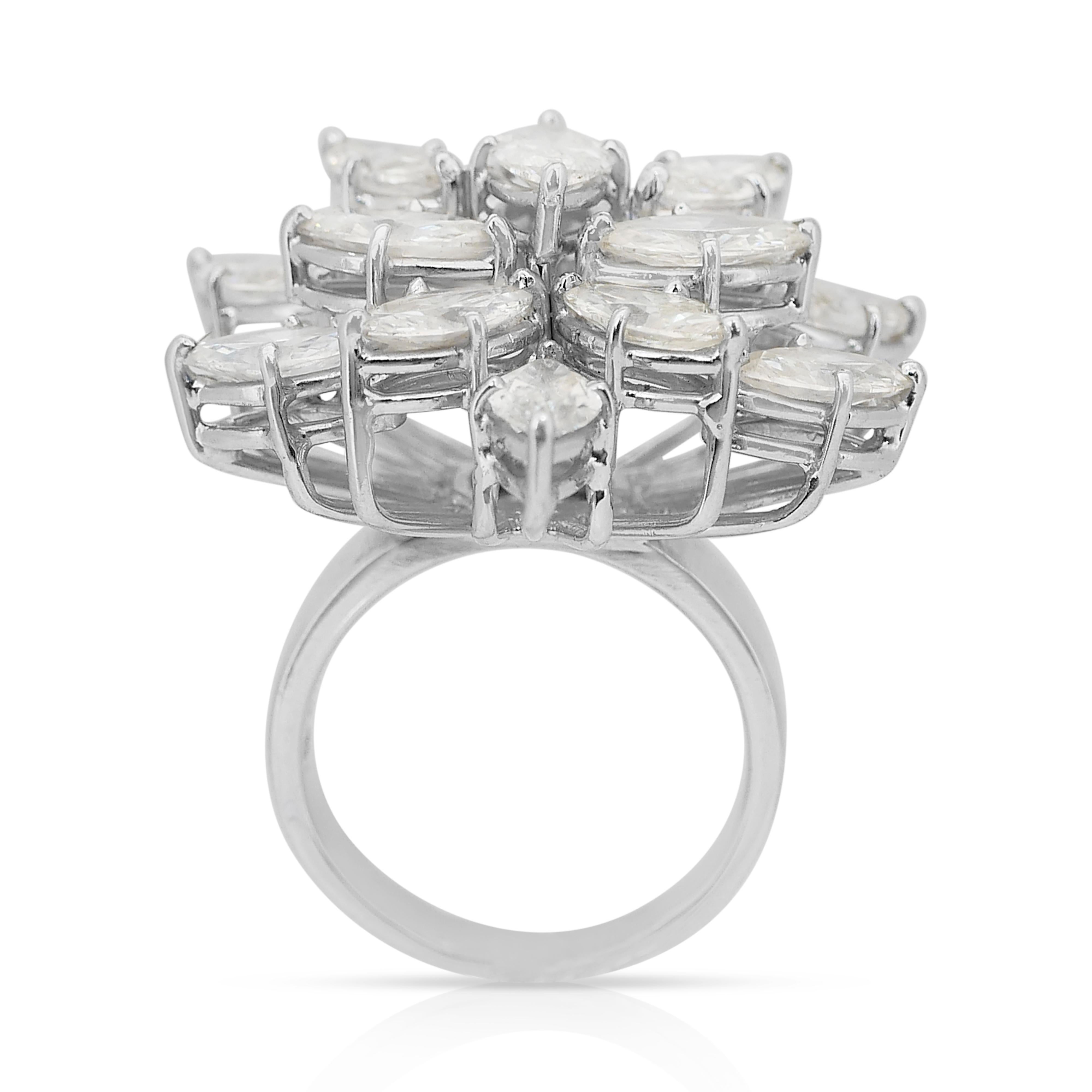 Dazzling 10.80ct Diamonds Cocktail Ring in 18k White Gold - IGI Certified For Sale 4