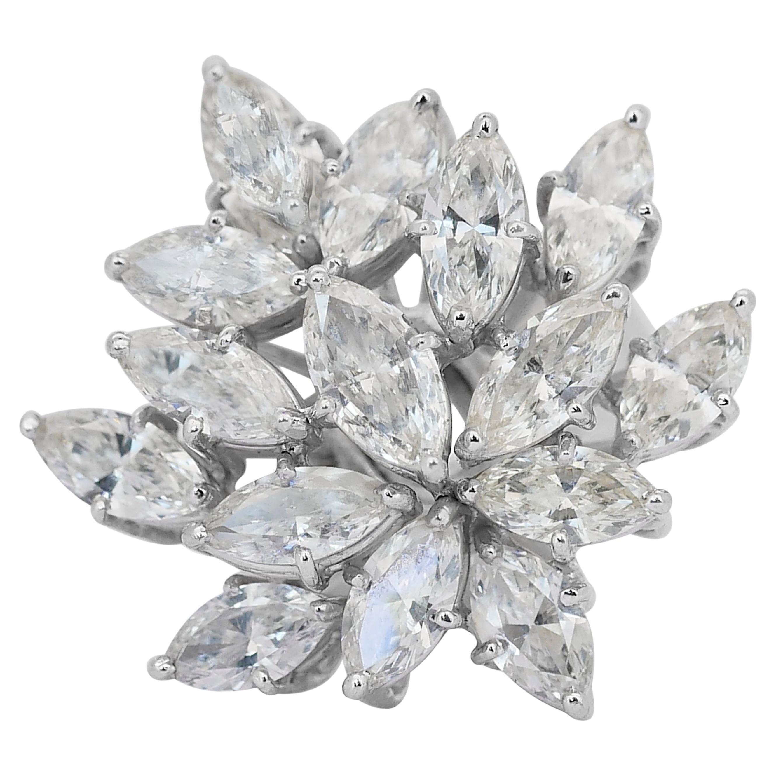 Dazzling 10.80ct Diamonds Cocktail Ring in 18k White Gold - IGI Certified