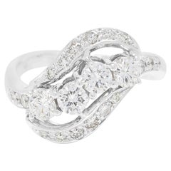 Abbagliante anello con diamanti naturali da 1,08 carati in oro bianco 14K