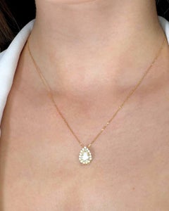 Dazzling 1.10ct Diamonds Necklace with Halo Pendant in 18k Yellow Gold