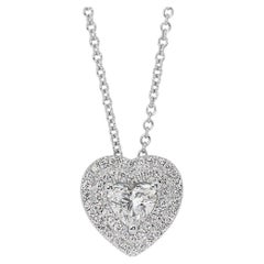 Dazzling 1.10ct Double Excellent Ideal Cut Diamonds Halo Necklace -GIA Certified